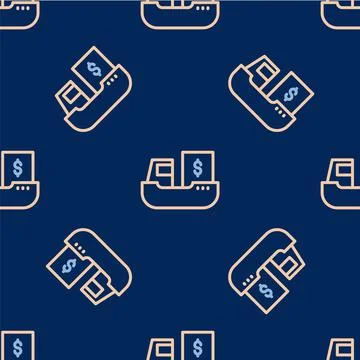 Line Cargo ship with boxes delivery service icon isolated seamless pattern on Stockillustratie