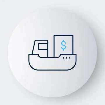 Line Cargo ship with boxes delivery service icon isolated on white background イラスト素材