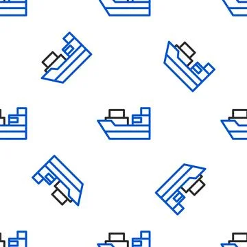Line Cargo ship with boxes delivery service icon isolated seamless pattern .. Stock Illustration
