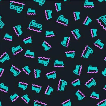 Line Cargo ship with boxes delivery service icon isolated seamless pattern .. 스톡 일러스트