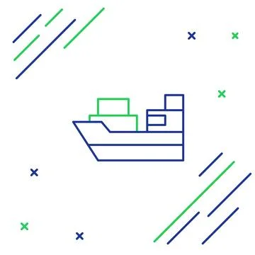 Line Cargo ship with boxes delivery service icon isolated on white backgrou.. Stock Illustration