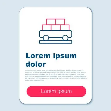 Line Cargo train wagon icon isolated on grey background. Full freight car Stock Illustration
