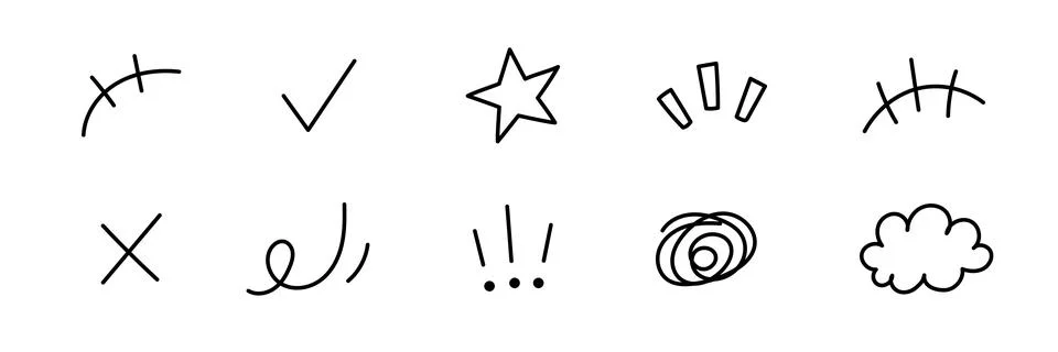 Line cartoon hand effect element arrow brush draw sketch express icon. Cartoon Stock Illustration