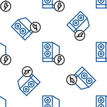 Line Case of computer icon isolated seamless pattern on white background. Com Stock Illustration