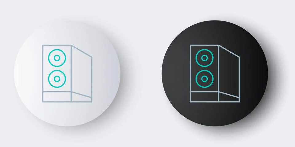 Line Case of computer icon isolated on grey background. Computer server Illustrazione stock