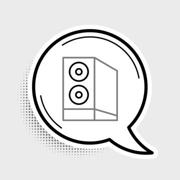 Line Case of computer icon isolated on grey background. Computer server 库存插图