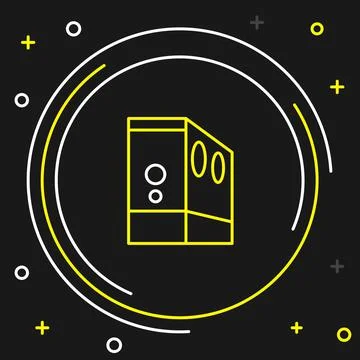 Line Case of computer icon isolated on black background. Computer server Illustrazione stock