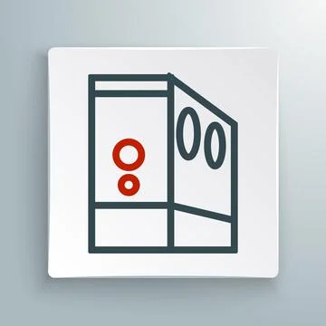 Line Case of computer icon isolated on white background. Computer server Stock Illustration