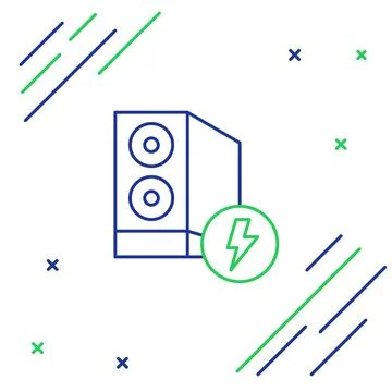 Line Case of computer icon isolated on white background. Computer server Illustrazione stock