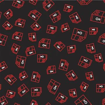 Line Case of computer icon isolated seamless pattern on black background 스톡 일러스트