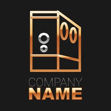 Line Case of computer icon isolated on black background. Computer server Stock Illustration