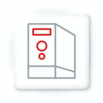 Line Case of computer icon isolated on white background. Computer server Illustrazione stock