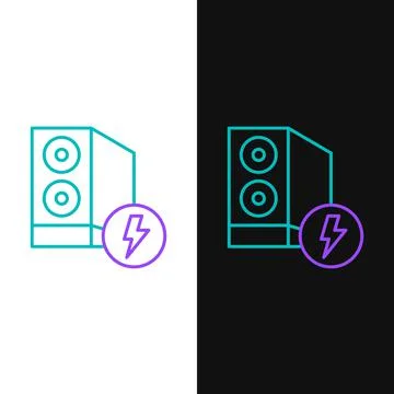 Line Case of computer icon isolated on white and black background. Computer Stock Illustration