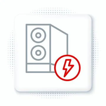 Line Case of computer icon isolated on white background. Computer server Illustrazione stock