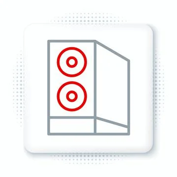 Line Case of computer icon isolated on white background. Computer server Illustrazione stock