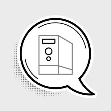 Line Case of computer icon isolated on grey background. Computer server Stock Illustration