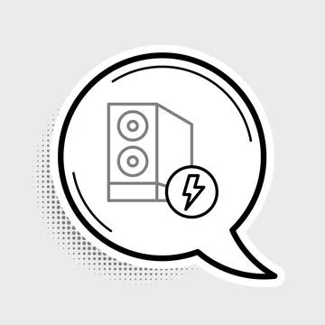 Line Case of computer icon isolated on grey background. Computer server Stock Illustration