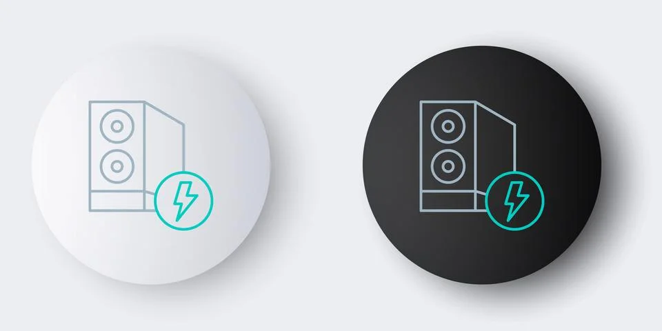 Line Case of computer icon isolated on grey background. Computer server Stock Illustration