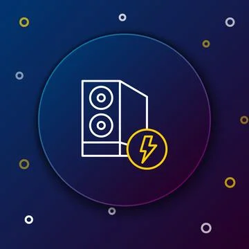 Line Case of computer icon isolated on blue background. Computer server Stock Illustration