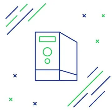 Line Case of computer icon isolated on white background. Computer server. W.. Illustrazione stock