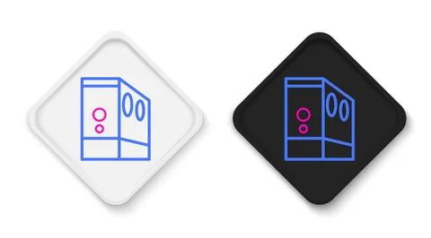 Line Case of computer icon isolated on white background. Computer server. W.. 스톡 일러스트
