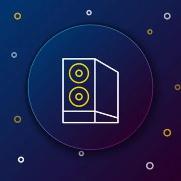 Line Case of computer icon isolated on blue background. Computer server. Wo.. Stockillustratie