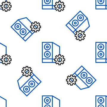 Line Case of computer setting icon isolated seamless pattern on white backgro 스톡 일러스트