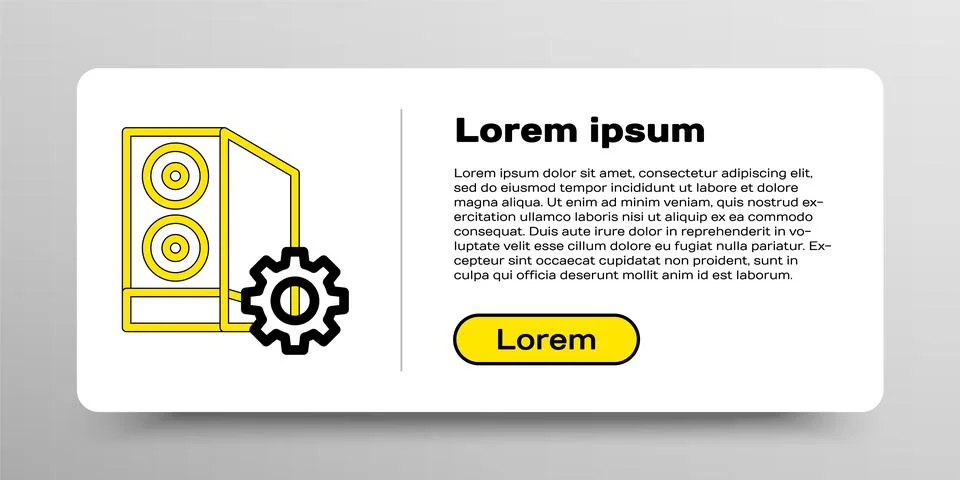 Line Case of computer setting icon isolated on white background. Computer server Stock Illustration