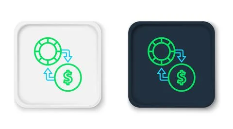 Line Casino chips exchange on stacks of dollars icon isolated on white 스톡 일러스트