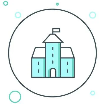 Line Castle icon isolated on white background. Medieval fortress with a tow.. Stock Illustration