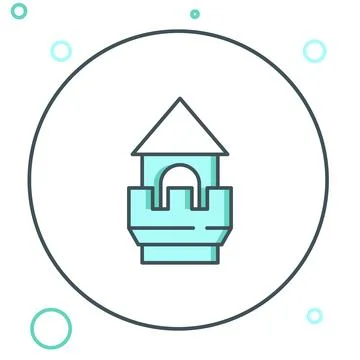Line Castle tower icon isolated on white background. Fortress sign. Colorfu.. Stock Illustration