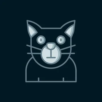 Line Cat icon isolated on black background. Animal symbol. Happy Halloween .. Stock Illustration