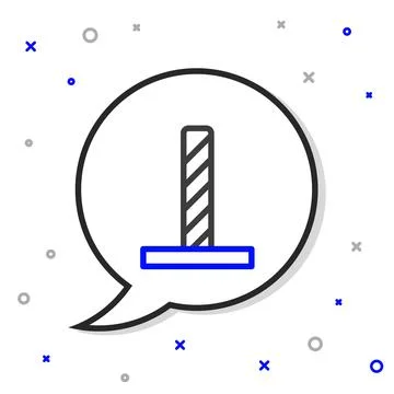 Line Cat scratching post with toy icon isolated on white background. Colorf.. Stock Illustration