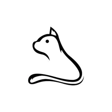 Line cat vector design template illustration Stock Illustration