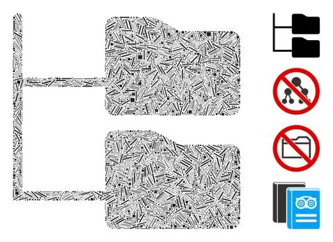 Line Category Folder Tree Icon Vector Mosaic Stock Illustration