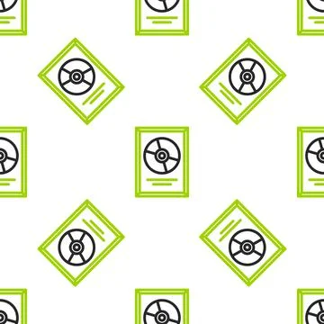 Line CD disk award in frame icon isolated seamless pattern on white background Stock Illustration