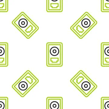 Line CD disk award in frame icon isolated seamless pattern on white background Stock Illustration