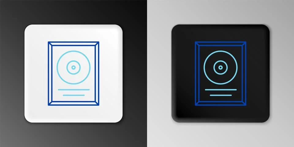 Line CD disk award in frame icon isolated on grey background. Modern ceremo.. Stock Illustration