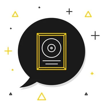 Line CD disk award in frame icon isolated on white background. Modern cerem.. Stock Illustration