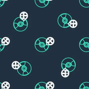 Line CD or DVD disk with screwdriver and wrench icon isolated seamless pattern 스톡 일러스트
