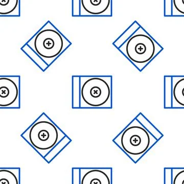 Line CD or DVD disk icon isolated seamless pattern on white background. Compact Stock Illustration
