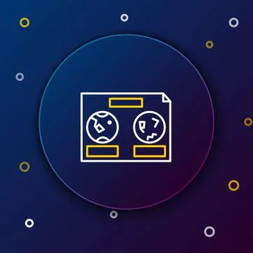 Line Celestial map of the night sky icon isolated on blue background. Starry Illustrazione stock