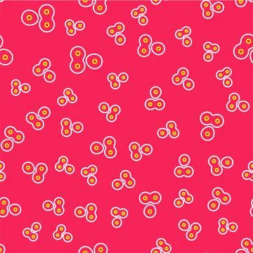Line Cell division process icon isolated seamless pattern on red background Stock Illustration
