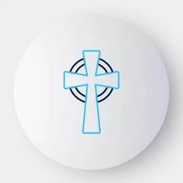Line Celtic cross icon isolated on white background. Happy Saint Patricks day Stock Illustration