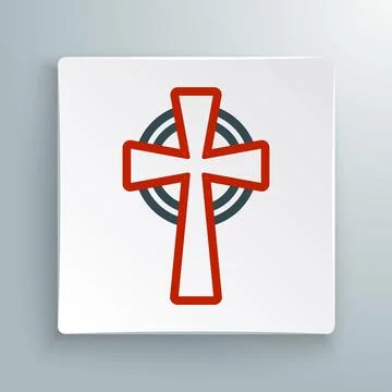 Line Celtic cross icon isolated on white background. Happy Saint Patricks day Stock Illustration