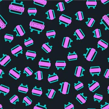Line Censored stamp icon isolated seamless pattern on black background. Vector Stock Illustration