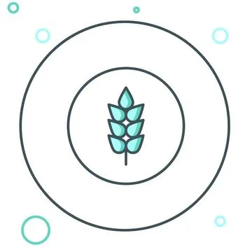 Line Cereals set with rice, wheat, corn, oats, rye, barley icon isolated on.. Stock Illustration