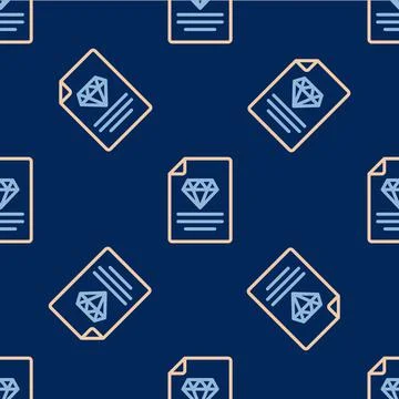Line Certificate of the diamond icon isolated seamless pattern on blue Stock Illustration