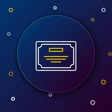 Line Certificate template icon isolated on blue background. Achievement, aw.. Stock Illustration
