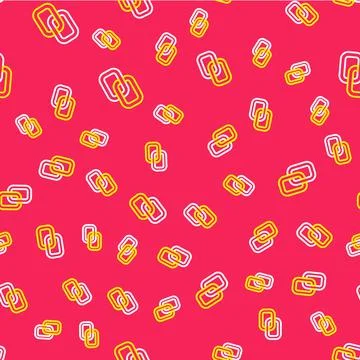 Line Chain link icon isolated seamless pattern on red background. Link single イラスト素材